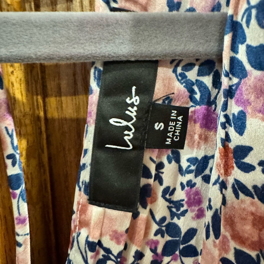 Lulu’s Express Yourself Blush Pink Floral Print Satin Babydoll Dress. Size Small - Picture 10 of 14